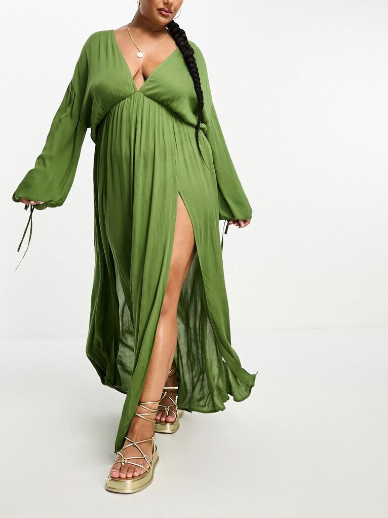 Green plus size maxi wedding guest dress from ASOS Design