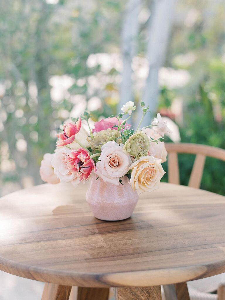 Petite centerpiece with pink roses