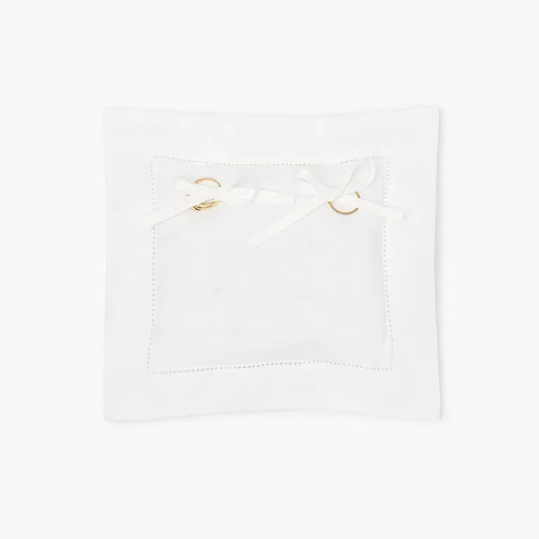 Minimalist white ring bearer pillow