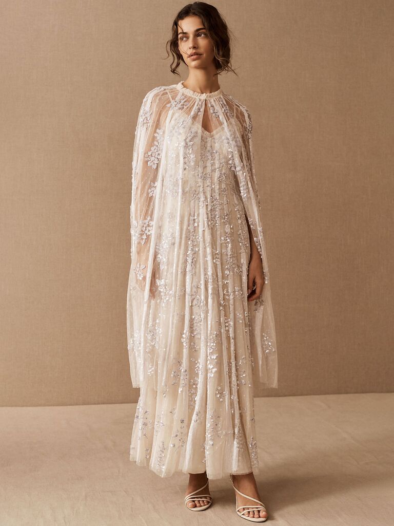 Needle and Thread ethereal wedding cape with celestial-inspired appliqués