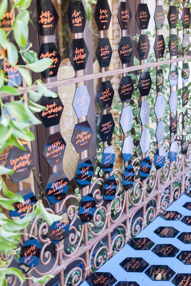 Geometric Mirrored Escort Cards