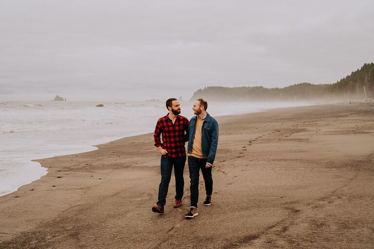 Couple walking on the beach