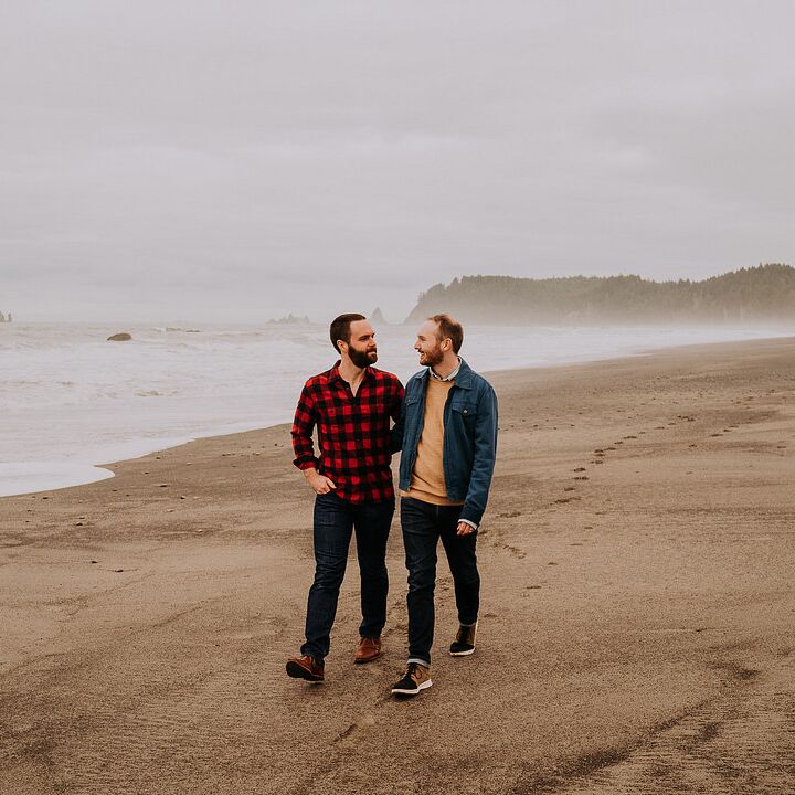 Couple walking on the beach
