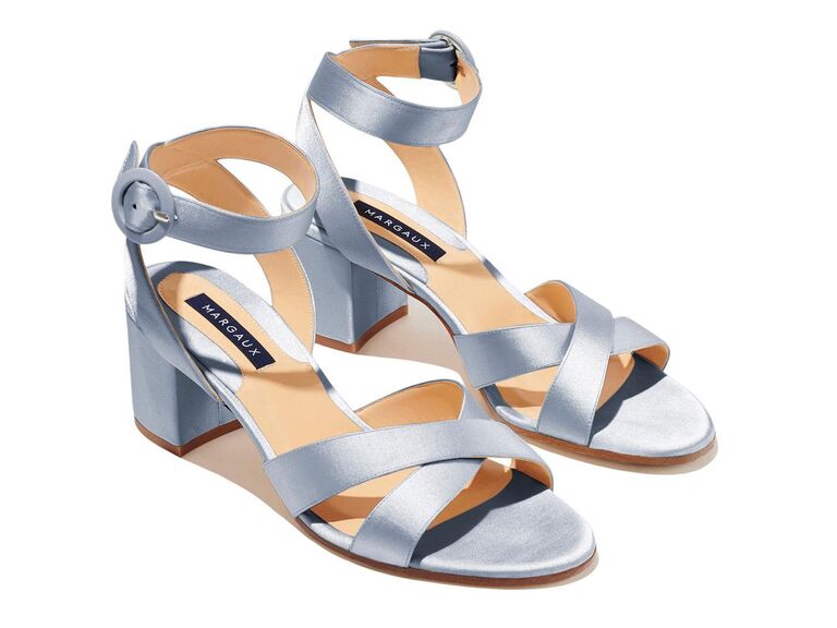 Block heel blue wedding shoe sandals
