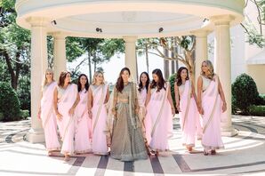 Bridesmaids in Pink Traditional Indian Sarees