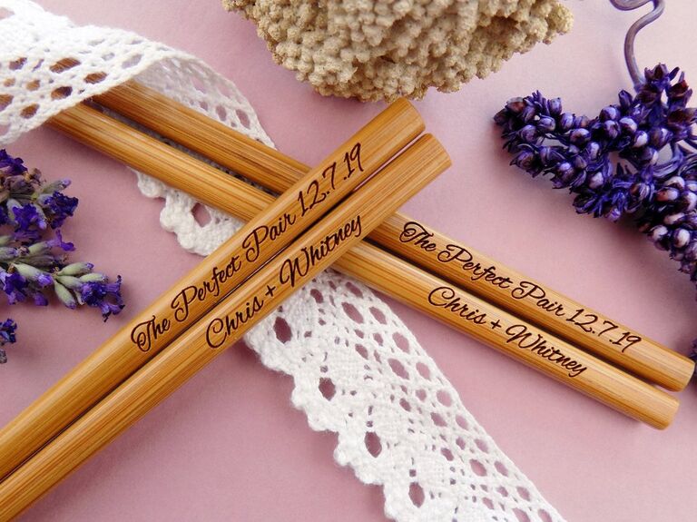 Custom chopstick wedding favors