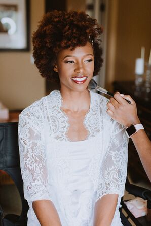 Bride Getting Her Makeup Done Before Wedding
