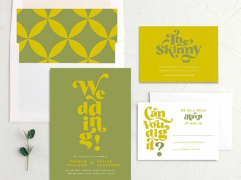 70s themed wedding invitations 2023 stationery trend