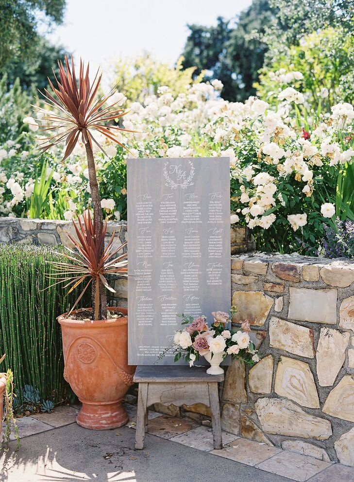 Gray Seating Chart for Reception at Holman Ranch in Carmel Valley, California