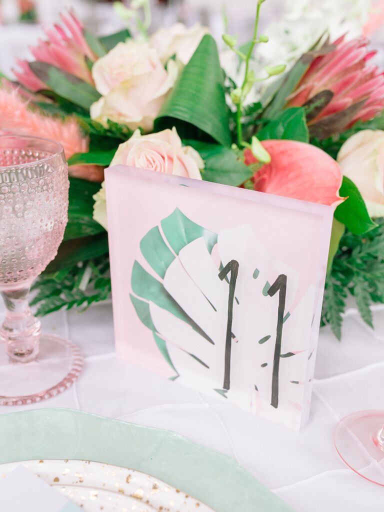 tropical wedding table number