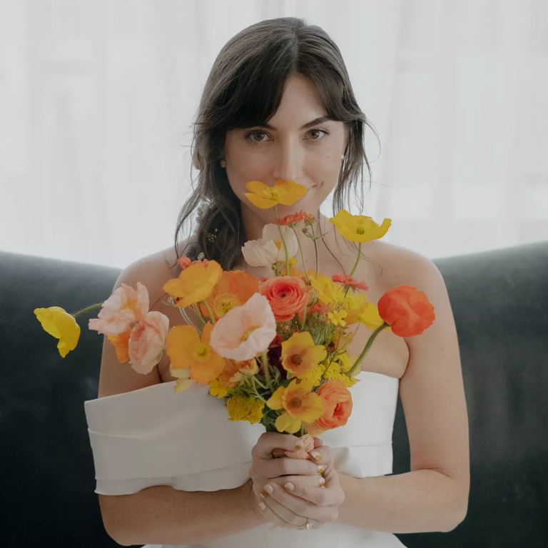 Orange Icelandic Poppies in this summertime wedding bouquet