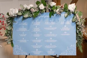 Winter Pine and Rose Seating Chart Garland