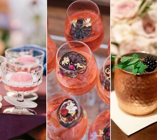 Collage of three signature wedding drink ideas