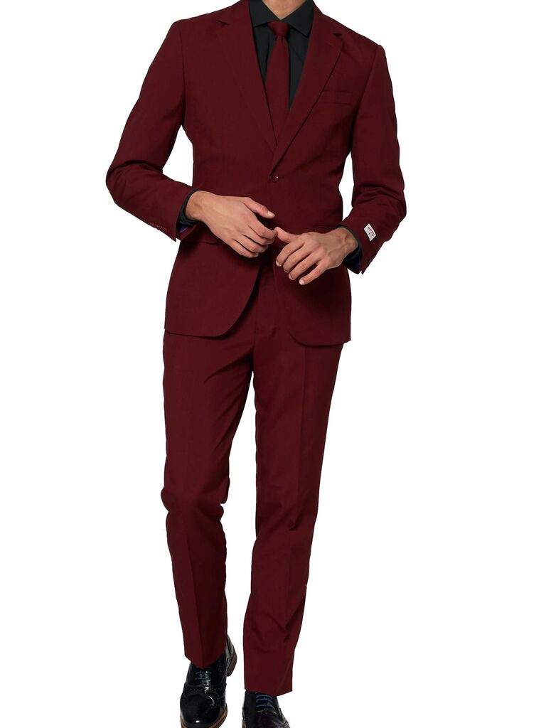 burgundy slim fit suit