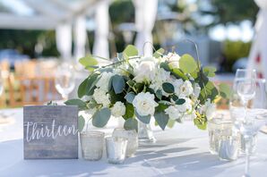 Wood Table Numbers with Mercury Glass Votives
