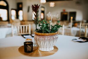 Vintage Potted Plant Centerpiece