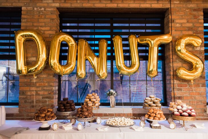 Melissa and Alex served doughnuts instead of a traditional wedding cake.