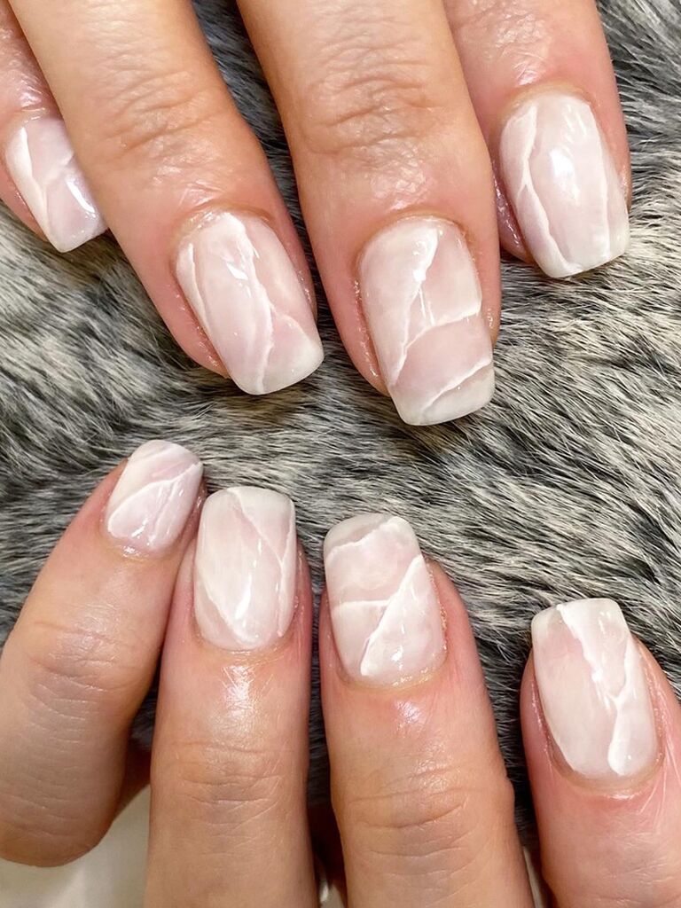wedding nail ideas white marble manicure