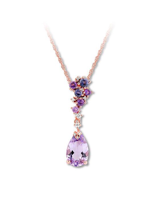 Kay Jewelers Amethyst & Iolite Necklace 1/20 ct tw Diamonds 10K Rose Gold Wedding Necklaces photo - 1
