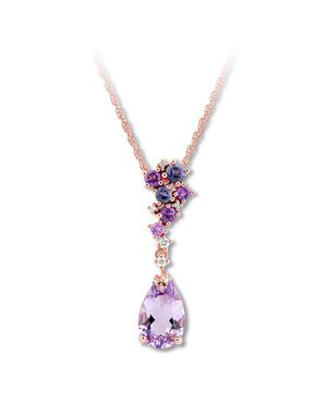 Kay Jewelers Amethyst & Iolite Necklace 1/20 ct tw Diamonds 10K Rose Gold Wedding Necklace photo