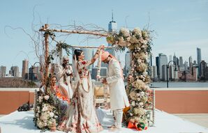 Bride and Groom Performing Hindu Ceremony Tradition