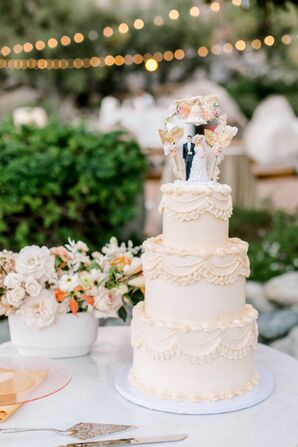 Classic White Wedding Cake with Cake Topper