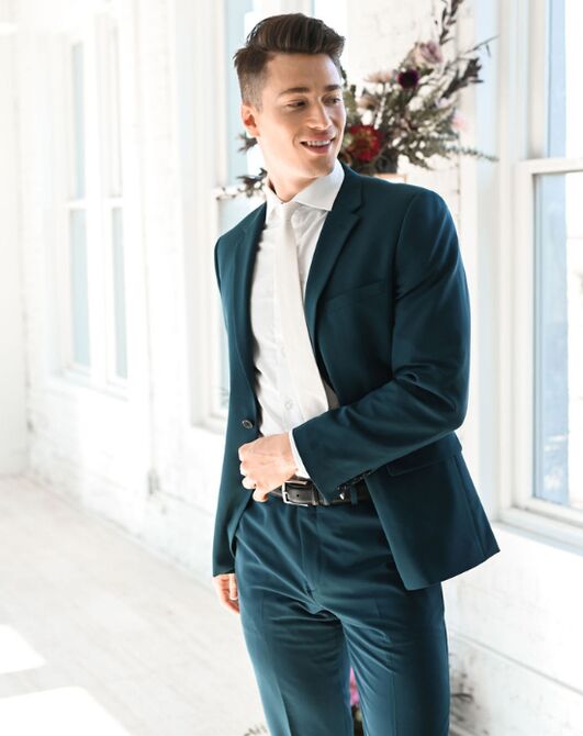 Suit Shop Men's Teal Suit Tuxedo - 3