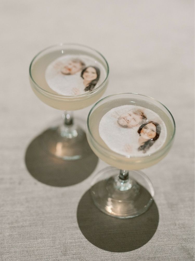 cocktail with edible photo garnish