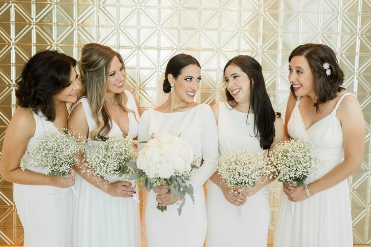 Bridesmaids with Baby's Breath Bouquets