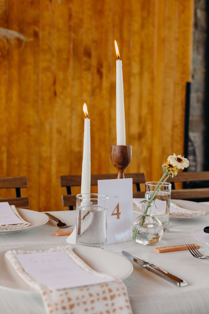Minimalist Tablescape with White Taper Candles