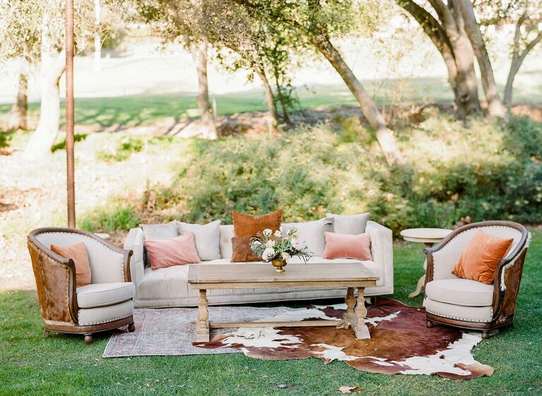Rustic leather lounge area