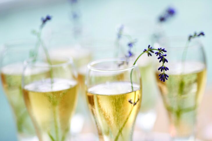 Glasses of champagne were passed around with fresh sprigs of lavender in them.