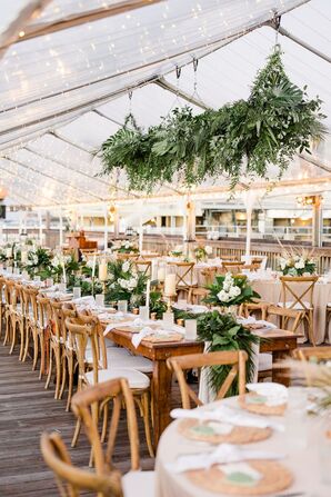 Hanging Greenery in Clear-Top Tent