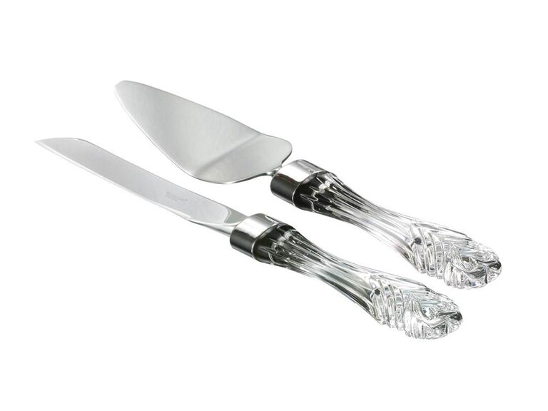 Beautiful engraved cake cutting set by Waterford. 