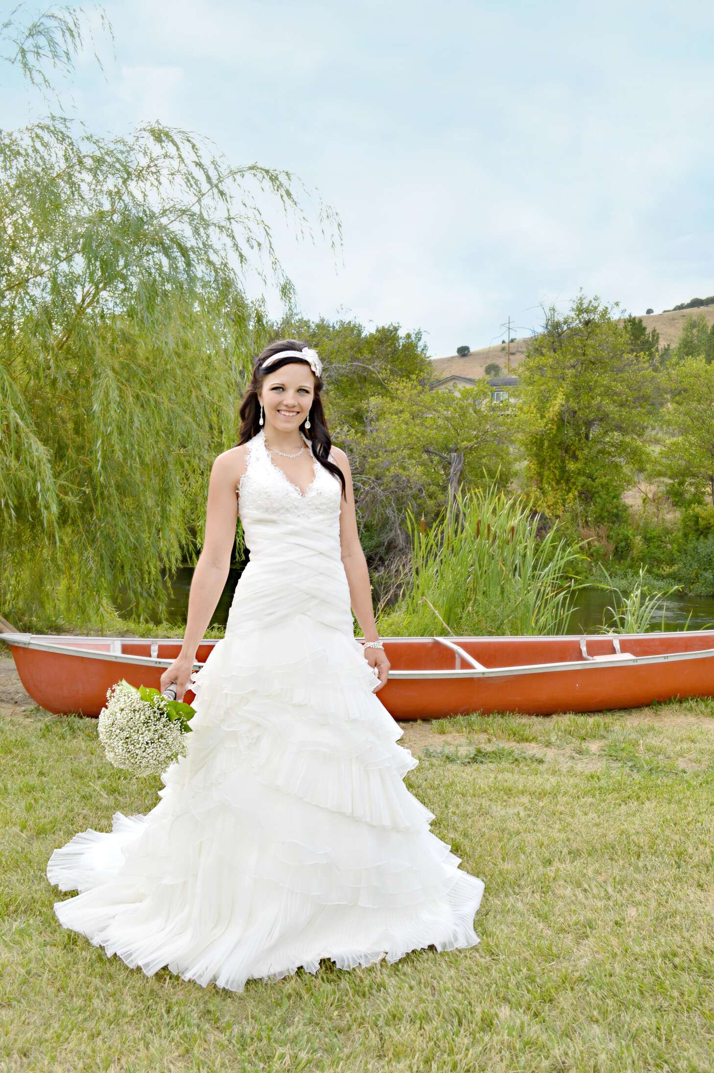 Halter A-Line Wedding Dress with Tiered Skirt
