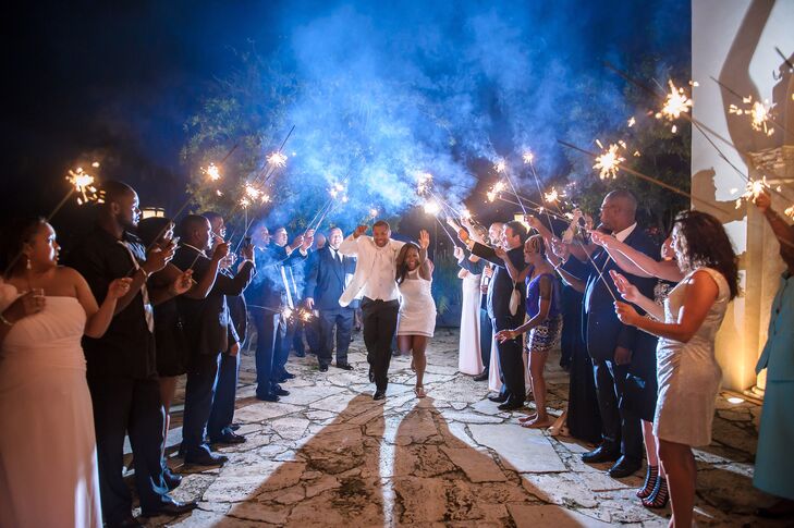 After an outfit change, Chantel and Q left their reception under a sparkler archway created by their 85 guests.