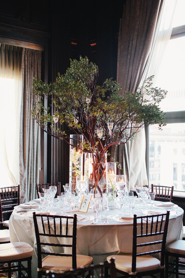 Tree Centerpiece on White Dining Table