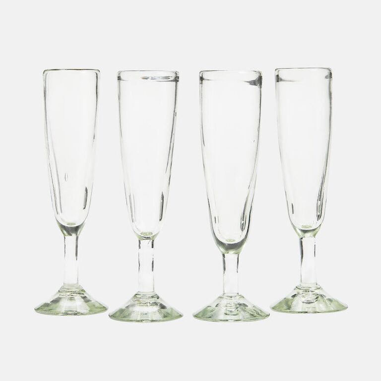 rustic wedding champagne flutes made from hand-blown recycled glass