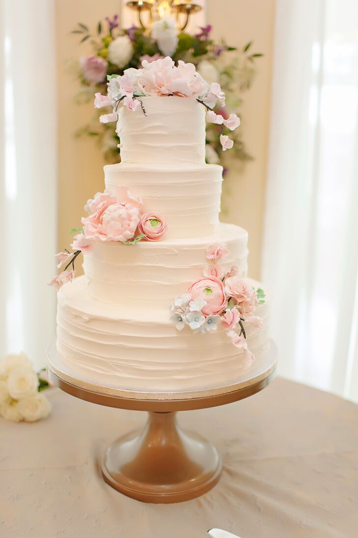 Classic Round Three-Tier Buttercream Cake with Ranunculus Cake Flowers