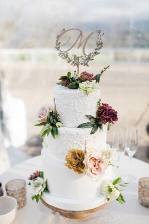 Three-Tier Fondant Cake With Floral Piping