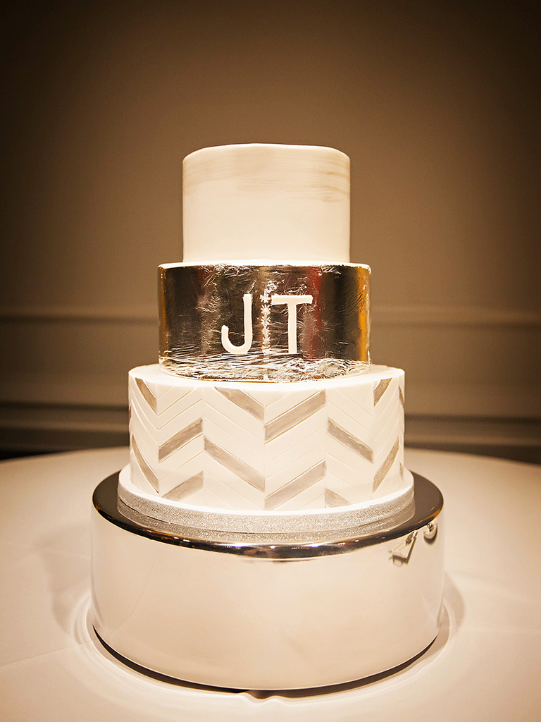 Silver metallic wedding cake