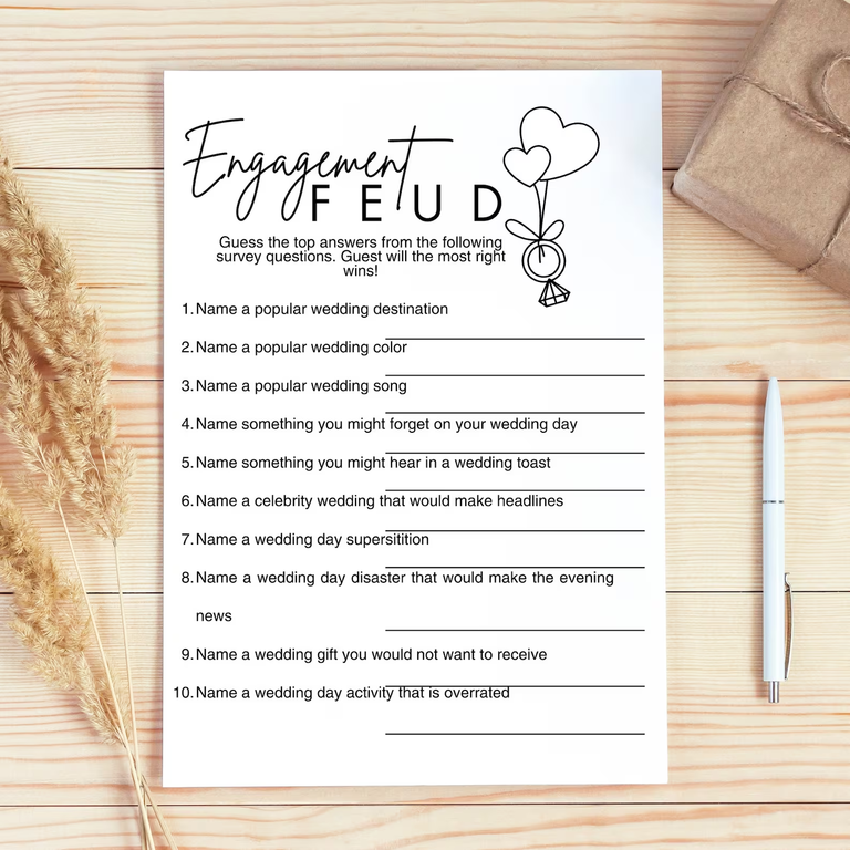 Hank and Louise Paper Co Family Feud Game for your engagement party