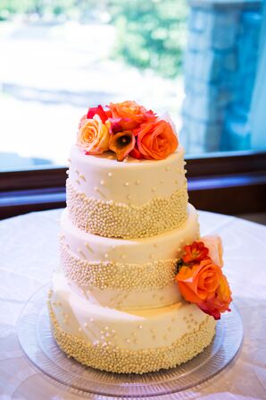Three-Tier Beaded Wedding Cake