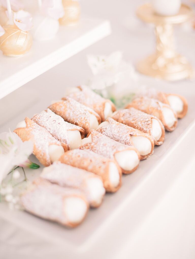 Mini cannoli idea for bridal shower. 