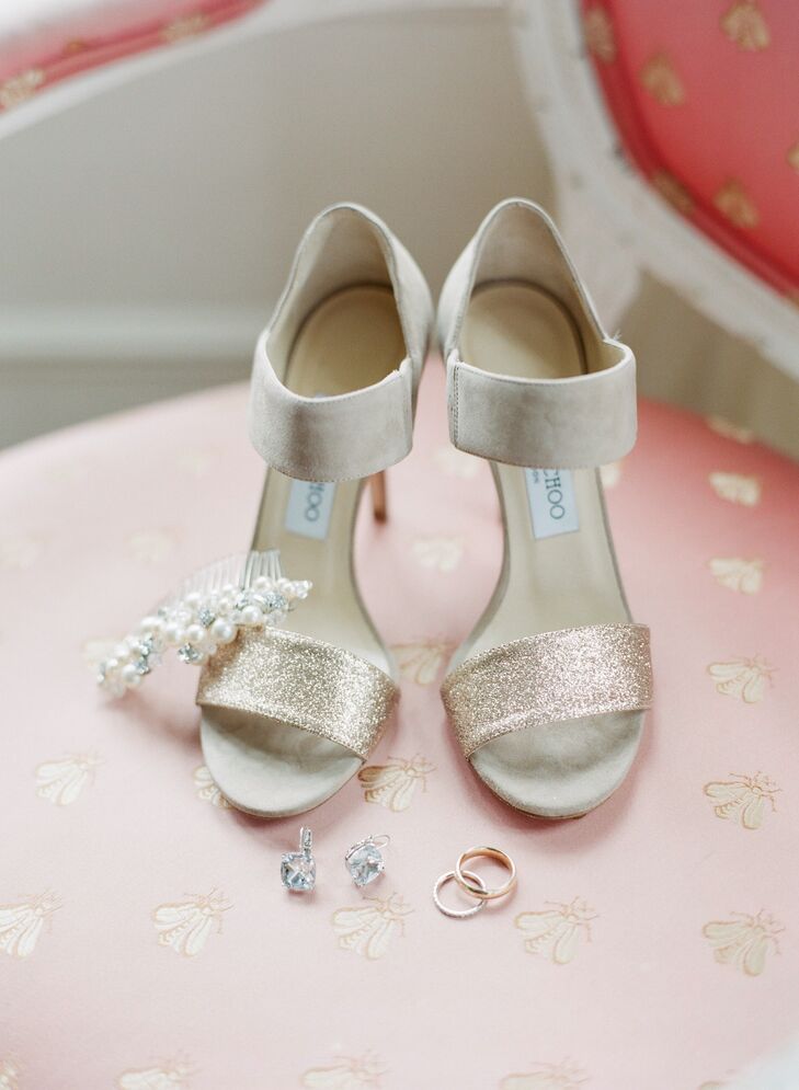 Lynn completed her classic look with a pair of Jimmy Choo heels. “I knew I would rather have a more expensive pair of neutral shoes that I would wear more than once instead of a pair of white or ivory shoes that I would never wear again,” she says. “They ended up being a wonderful investment, and I was so happy with how they paired with my gown.”