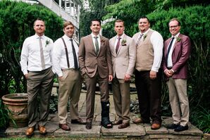 Casual, Eclectic Groomsmen With Fern Boutonnieres
