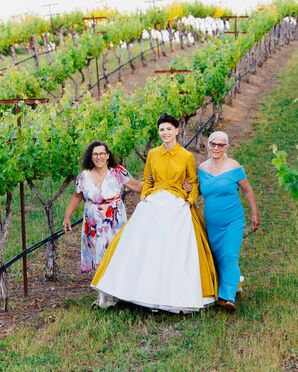 Bride Processing With Mothers at Napa, California, Vineyard