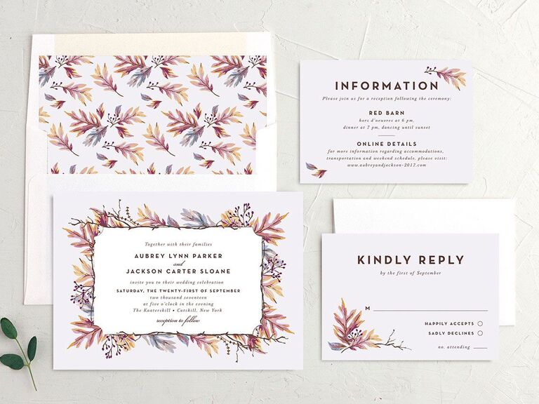 autumn fall wedding invite foliage