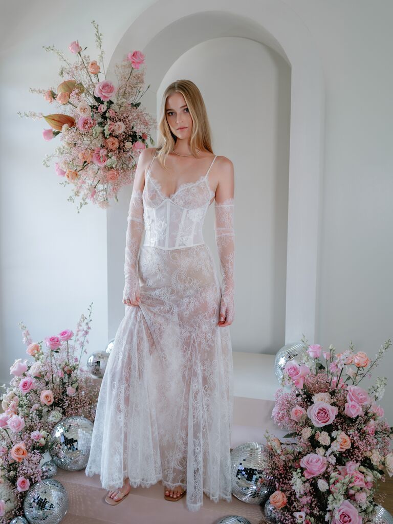 Sheer lace wedding dress, 2024 wedding dress trend
