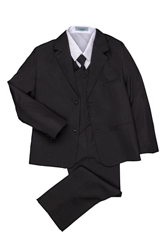 Little Tuxedos "Mason" Kids Black Suit (5-Piece Set) Flower Girl Dress and Ring Bearer Outfit - 4